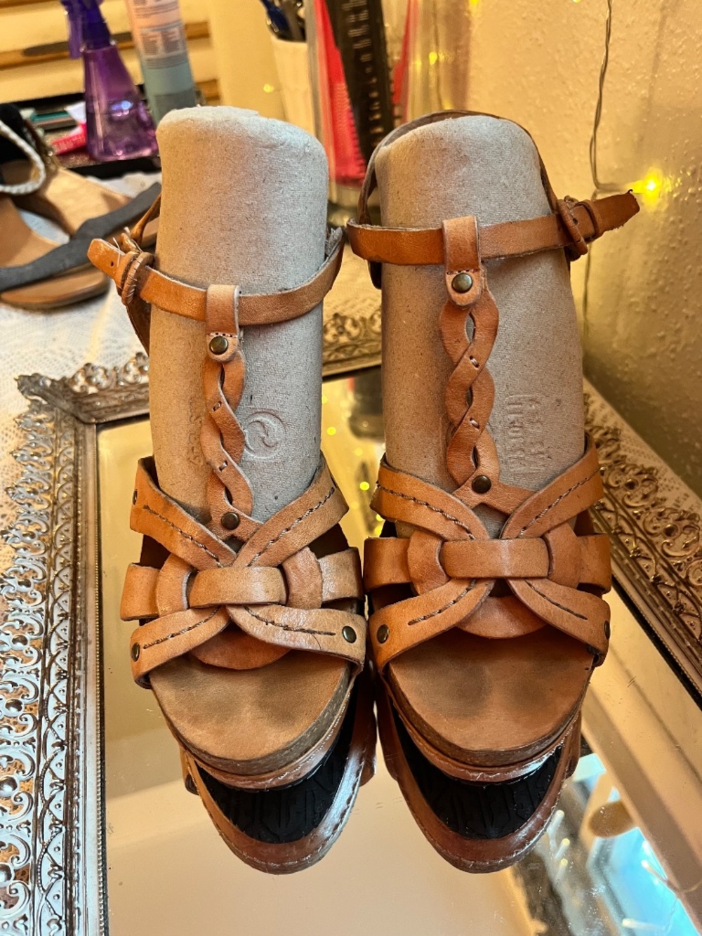 Frye Leather Braided Platform Heeled Sandals - Picture 5 of 7